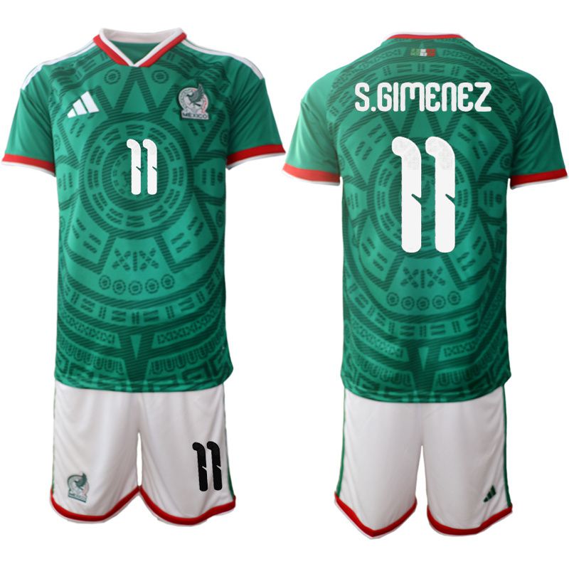 Men 2026 World Cup National Team Mexico home green #11 Soccer Jersey